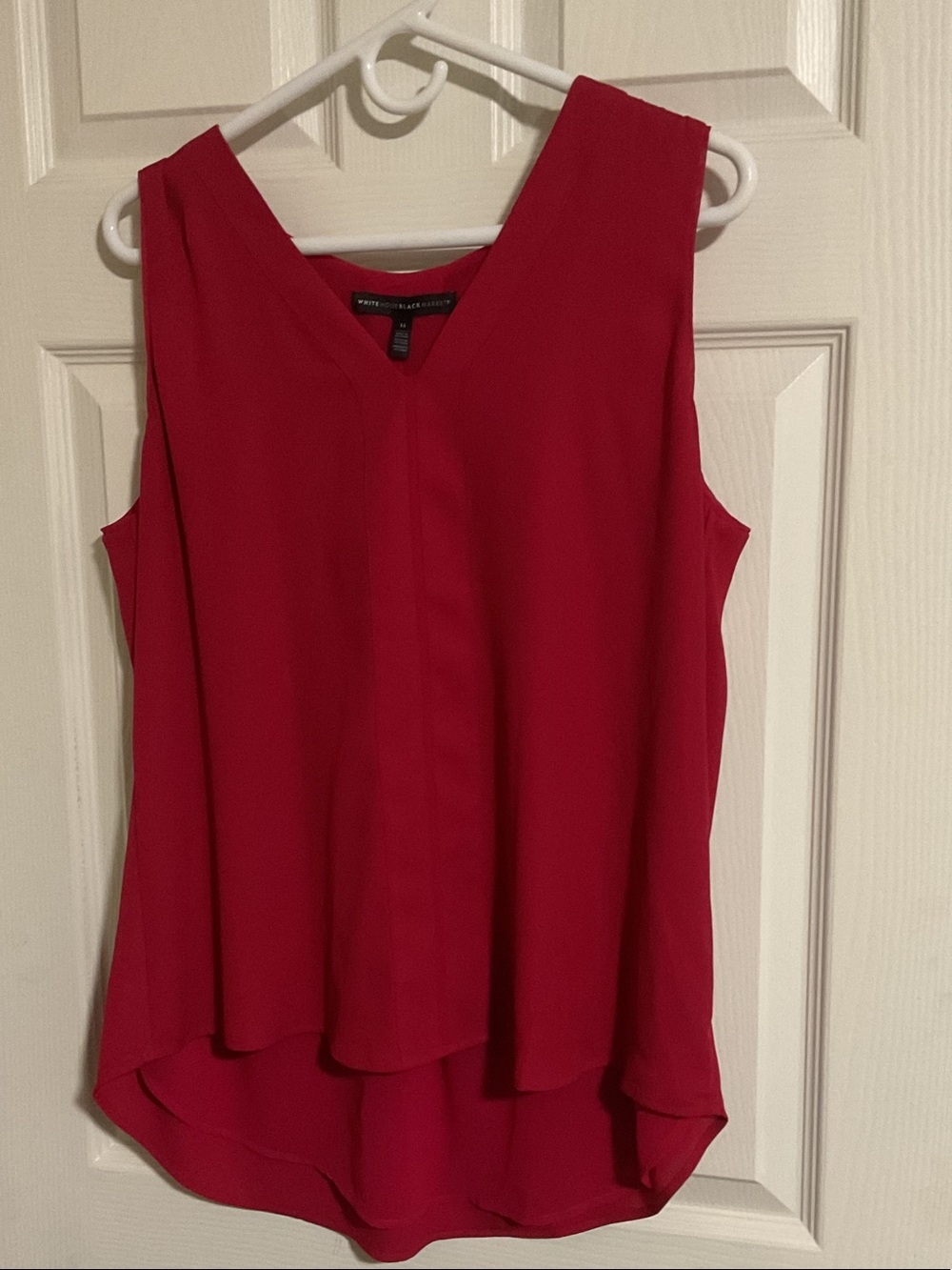 White House Black Market Red V-Neck Layered Hem Sleeveless Camisole